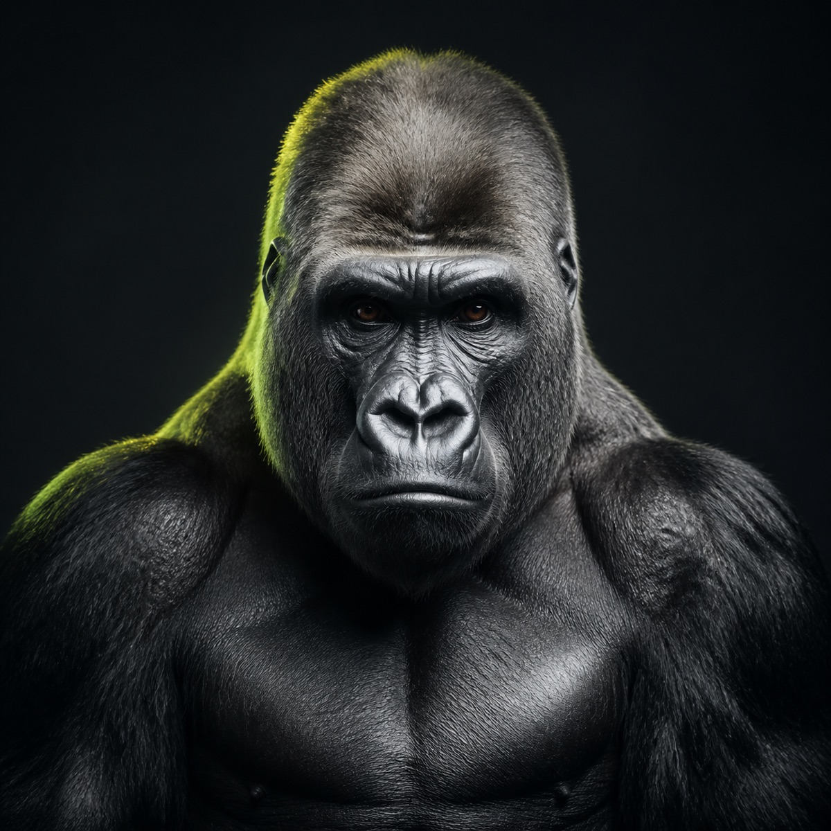 Athletic silverback gorilla coach